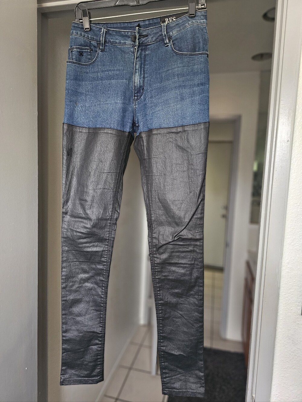 Ladies RES Two-Tone Jeans with Faux Leather Leggings